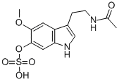 structure of CAS# 2208-40-4, [3-(2-Acetamidoethyl)-5-Methoxy-1H-Indol-6-Yl] Hydrogen Sulfate;6-Hydroxymelatonin Sulfate Ester;6-Hydroxymelatoninsulfate;6-Sulfatoxymelatonin
