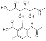 structure of CAS# 22154-43-4, 3-Acetamido-2,4,6-Triiodo-Benzoate;3-Acetamido-2,4,6-Triiodo-Benzoate;(2R,3R,4R,5S)-6-Methylaminohexane-1,2,3,4,5-Pentol;Acetrizoate De Methylglucamine [French];Acetrizoate Meglumine