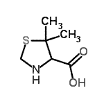 结构式 CAS# 22916-26-3, 5,5-二甲基-1,3-噻唑烷-3-鎓-4-羧酸酯