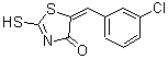 structure of CAS# 23622-20-0, (5E)-5-(3-Chlorobenzylidene)-2-Sulfanyl-1,3-Thiazol-4(5H)-One;(5E)-5-(3<wbr>-Chlorobe<wbr>nzylidene<wbr>)-2-merca<wbr>pto-1,3-t<wbr>hiazol-4(<wbr>5H)-one;5-(3-chlorobenzylidene)-2-thioxo-1,3-thiazolidin-4-one;AG-690/32521027