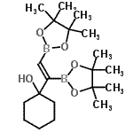 structure of CAS# 264144-69-6, 1-[(E)-1,2-Bis(4,4,5,5-Tetramethyl-1,3,2-Dioxaborolan-2-Yl)Vinyl]Cyclohexanol;(E)-1-(1-<wbr>Hydroxycy<wbr>clohexyl)<wbr>ethene-1,<wbr>2-diboron<wbr>ic acid b<wbr>is(pinaco<wbr>l) ester;(E)-1-(1-<wbr>Hydroxycy<wbr>clohexyl)<wbr>ethene-1,<wbr>2-diboron<wbr>ic acid, <wbr>pinacol d<wbr>iester;1-(cis-1,<wbr>2-Bis(4,4<wbr>,5,5,-tet<wbr>ramethyl-<wbr>1,3,2-dio<wbr>xaborolan<wbr>-2-yl))vi<wbr>nylcycloh<wbr>exan-1-ol