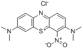 structure of CAS# 2679-01-8, (7-Dimethylamino-4-Nitrophenothiazin-3-Ylidene)-Dimethylazanium Chloride;(7-Dimethylamino-4-Nitro-Phenothiazin-3-Ylidene)-Dimethyl-Ammonium Chloride;(7-Dimethylamino-4-Nitro-3-Phenothiazinylidene)-Dimethylammonium Chloride;(7-Dimethylamino-4-Nitro-Phenothiazin-3-Ylidene)-Dimethyl-Azanium Chloride