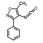 structure of CAS# 268748-84-1, 4-Isocyanato-5-Methyl-3-Phenyl-1,2-Oxazole;4-Isocyan<wbr>ato-5-met<wbr>hyl-3-phe<wbr>nyl-1,2-o<wbr>xazole, (<wbr>4-Isocyan<wbr>ato-5-met<wbr>hyl-1,2-o<wbr>xazol-3-y<wbr>l)benzene;4-Isocyanato-5-methyl-3-phenylisoxazole;5-Methyl-3-Phenyl-4-Isoxazolyl Isocyanate