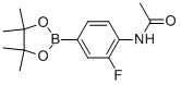 structure of CAS# 269410-27-7, 4-Acetamido-3-fluorophenylboronic acid, pinacol ester;N-(2-Fluoro-4-(4,4,5,5-Tetramethyl-1,3,2-Dioxaborolan-2-Yl)Phenyl)Acetamide;4-Acetamido-3-Fluorobenzeneboronic Acid, Pinacol Ester