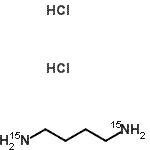 structure of CAS# 2747-92-4, 1,4-Butane(<Sup>15</Sup>N<Sub>2</Sub>)Diamine Dihydrochloride;1,4-Butanediamine-15N2 dihydrochloride;1,4-Diaminobutane-15N2 dihydrochloride;1,4-DIAMINOBUTANE-15N2DIHYDROCHLORIDE