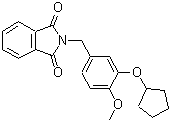 structure of CAS# 287196-92-3, 2-[3-(Cyclopentyloxy)-4-Methoxybenzyl]-1H-Isoindole-1,3(2H)-Dione;2-[[3-(Cyclopentyloxy)-4-methoxyphenyl]methyl]phthalimide;2-[[3-(Cyclopentyloxy)-4-methoxyphenyl]-methyl]phthalimide;MFCD03844649
