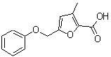 structure of CAS# 303064-47-3, 3-Methyl-5-(Phenoxymethyl)-2-Furoic Acid;2-furancarboxylic acid, 3-methyl-5-(phenoxymethyl);3-methyl-5-(phenoxymethyl)-2-furoic acid;3-Methyl-5-phenoxymethyl-furan-2-carboxylic acid