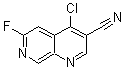 structure of CAS# 305371-18-0, 4-Chloro-6-fluoro-1,7-naphthyridine-3-carbonitrile