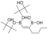 structure of CAS# 312693-52-0, (E)-1-Hexene-1,2-Diboronic Acid Bis(Pinacol) Ester;2,2Μ-[(1Z)-1-Butyl-1,2-Ethenediyl]Bis[4,4,5,5-Tetramethyl-1,3,2-Dioxaborolane],  1-[Cis-1,2-Bis(4,4,5,5-Tetramethyl-1,3,2-Dioxaborolan-2-Yl)]Hexene;1-CIS-1,2-BIS(4,4,5,5-TETRAMETHYL-1,3,2-DIOXABOROLAN-2-YL)HEXENE;(E)-1-HEXENE-1,2-DIBORONIC ACID BIS(PINACOL) ESTER
