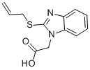structure of CAS# 312754-94-2, 2-(2-Propen-1-Ylthio)-1H-Benzimidazole-1-Aceticacid;2-(2-Allylsulfanylbenzimidazol-1-Yl)Acetate;2-[2-(Allylthio)-1-Benzimidazolyl]Acetate;2-[2-(Allylthio)Benzimidazol-1-Yl]Acetate