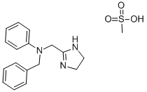 structure of CAS# 3131-32-6, Antazoline Methanesulfonate;Benzyl-(4,5-Dihydro-1H-Imidazol-2-Ylmethyl)-Phenyl-Amine;Methanesulfonic Acid;N-(4,5-Dihydro-1H-Imidazol-2-Ylmethyl)-N-(Phenylmethyl)Aniline;Methanesulfonic Acid;1H-Imidazole-2-Methanamine, 4,5-Dihydro-N-Phenyl-N-(Phenylmethyl)-, Monomethanesulfonate