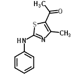 structure of CAS# 31609-42-4, 1-(2-Anilino-4-Methyl-1,3-Thiazol-5-Yl)Ethanone;1-(2-anilino-4-methyl-1,3-thiazol-5-yl)-1-ethanone;1-[4-Methyl-2-(phenylamino)-1,3-thiazol-5-yl]ethan-1-one 98%;1-[4-methyl-2-(phenylamino)-1,3-thiazol-5-yl]ethanone