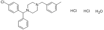structure of CAS# 31884-77-2, Meclizine Hydrochloride;1-[(4-Chlorophenyl)-Phenyl-Methyl]-4-[(3-Methylphenyl)Methyl]Piperazine Hydrate Dihydrochloride;1-[(4-Chlorophenyl)-Phenyl-Methyl]-4-(3-Methylbenzyl)Piperazine Hydrate Dihydrochloride;Meclizine Hydrochloride [Usan:Jan]