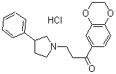 structure of CAS# 33025-33-1, roroxan hydrochloride;1-(2,3-Dihydro-1,4-Benzodioxin-7-Yl)-3-(3-Phenyl-1-Pyrrolidinyl)Propan-1-One Hydrochloride;St5449274;1-(2,3-Dihydro-Benzo[1,4]Dioxin-6-Yl)-3-(3-Phenyl-Pyrrolidin-1-Yl)-Propan-1-One