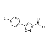 structure of CAS# 338982-11-9, 5-(4-Chlorophenyl)-1,2-Oxazole-3-Carboxylic Acid;3-isoxazolecarboxylic acid, 5-(4-chlorophenyl);5-(4-chlorophenyl)-3-isoxazolecarboxylic acid;5-(4-Chlorophenyl)isoxazole -3-carboxylic acid
