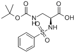结构式 CAS# 342888-28-2, (S)-叔丁氧羰基-3-氨基-2-(苯磺酰基氨基)-丙酸