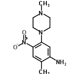 structure of CAS# 347355-95-7, 2-Methyl-5-(4-Methyl-1-Piperazinyl)-4-Nitroaniline;[2-methyl-5-(4-methylpiperazin-1-yl)-4-nitrophenyl]amine;1-{5-amino-2-nitro-4-methylphenyl}-4-methylpiperazine;2-methyl-5-(4-methyl-1-piperazinyl)-4-nitroaniline