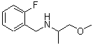 structure of CAS# 355817-00-4, N-(2-Fluorobenzyl)-1-Methoxy-2-Propanamine;(2-fluorobenzyl)(2-methoxy-1-methylethyl)amine;[(2-fluorophenyl)methyl](2-methoxy-isopropyl)amine;BAS 06502149