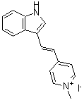 结构式 CAS# 36098-33-6, 4-[(E)-2-(1H-吲哚-3-基)乙烯基]-1-甲基吡啶鎓碘化物