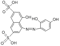 结构式 CAS# 3627-01-8, 4-((2,4-二羟基苯基)偶氮)-5-羟基萘-2,7-二磺酸