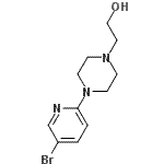 structure of CAS# 364794-69-4, 2-[4-(5-Bromo-2-Pyridinyl)-1-Piperazinyl]Ethanol;2-(4-(5-bromopyridin-2-yl)piperazin-1-yl)ethanol;2-[4-(5-Bromo-2-pyridinyl)-1-piperazinyl]-1-ethanol;MFCD03426067