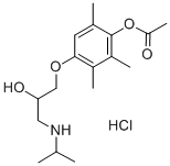 structure of CAS# 36592-77-5, 4-[2-Hydroxy-3-[(1-Methylethyl)Amino]Propoxy]-2,3,6-Trimethyl-Phenol 1-Acetate Hydrochloride (1:1);[4-[2-Hydroxy-3-(Isopropylamino)Propoxy]-2,3,6-Trimethyl-Phenyl] Acetate Hydrochloride;Acetic Acid [4-[2-Hydroxy-3-(Isopropylamino)Propoxy]-2,3,6-Trimethylphenyl] Ester Hydrochloride;Acetic Acid [4-[2-Hydroxy-3-(Isopropylamino)Propoxy]-2,3,6-Trimethyl-Phenyl] Ester Hydrochloride