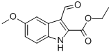 structure of CAS# 36820-78-7, 3-Formyl-5-Methoxy-1H-Indole-2-Carboxylic Acid Ethyl Ester;3-FORMYL-5-METHOXY-1H-INDOLE-2-CARBOXYLIC ACID ETHYL ESTER;1H-INDOLE-2-CARBOXYLICACID,3-FORMYL-5-METHOXY-,ETHYLESTER;ETHYL 3-FORMYL-5-METHOXY-1H-INDOLE-2-CARBOXYLATE