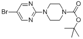 structure of CAS# 374930-88-8, 5-Bromo-2-(4-Boc-Piperazin-1-Yl)Pyrimidine;1-Piperazinecarboxylic Acid, 4-(5-Bromo-2-Pyrimidinyl)-, 1,1-Dimethylethyl Ester;4-(5-BROMOPYRIMIDIN-2-YL)PIPERAZINE-1-CARBOXYLIC ACID TERT-BUTYL ESTER, 95+%;4-(5-BROMOPYRIMIDIN-2-YL)PIPERAZINE-1-CARBOXYLIC ACID TERT-BUTYL ESTER