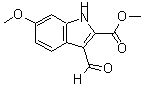 结构式 CAS# 379260-71-6, 3-甲酰基-6-甲氧基-1H-吲哚-2-羧酸甲酯