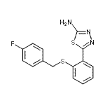 structure of CAS# 381205-14-7, 5-{2-[(4-Fluorobenzyl)Sulfanyl]Phenyl}-1,3,4-Thiadiazol-2-Amine;1,3,4-thi<wbr>adiazol-2<wbr>-amine, 5<wbr>-[2-[[(4-<wbr>fluorophe<wbr>nyl)methy<wbr>l]thio]ph<wbr>enyl];5-(2-(4-Fluorobenzylthio)phenyl)-1,3,4-thiadiazol-2-amine;5-{2-[(4-fluorobenzyl)thio]phenyl}-1,3,4-thiadiazol-2-amine