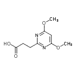 structure of CAS# 386715-41-9, 3-(4,6-Dimethoxy-2-Pyrimidinyl)Propanoic Acid;2-(2-Carboxyethyl)-4,6-dimethoxypyrimidine;2-(2-Carb<wbr>oxyethyl)<wbr>-4,6-dime<wbr>thoxypyri<wbr>midine, 3<wbr>-(4,6-Dim<wbr>ethoxypyr<wbr>imidin-2-<wbr>yl)propio<wbr>nic acid;2-(2-Carb<wbr>oxyethyl)<wbr>-4,6-dime<wbr>thoxypyri<wbr>midine; 3<wbr>-(4,6-Dim<wbr>ethoxypyr<wbr>imidin-2-<wbr>yl)propio<wbr>nic acid