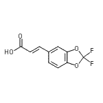 structure of CAS# 387350-55-2, (2E)-3-(2,2-Difluoro-1,3-Benzodioxol-5-Yl)Acrylic Acid;(2E)-3-(2<wbr>,2-Difluo<wbr>ro-1,3-be<wbr>nzodioxol<wbr>-5-yl)pro<wbr>p-2-enoic<wbr> acid, tr<wbr>ans-3,4-(<wbr>Difluorom<wbr>ethylened<wbr>ioxy)cinn<wbr>amic acid<wbr>, 5-[(E)-<wbr>2-Carboxy<wbr>ethenyl]-<wbr>2,2-diflu<wbr>oro-1,3-b<wbr>enzodioxo<wbr>le;(2E)-3-(2,2-Difluoro-1,3-benzodioxol-5-yl)propenoic acid;(2E)-3-(2<wbr>,2-difluo<wbr>robenzo[d<wbr>]1,3-diox<wbr>olen-5-yl<wbr>)prop-2-e<wbr>noic acid