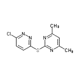 structure of CAS# 393183-65-8, 3-Chloro-6-[(4,6-Dimethyl-2-Pyrimidinyl)Sulfanyl]Pyridazine;3-chloro-6-((4,6-dimethylpyrimidin-2-yl)thio)pyridazine;3-Chloro-6-[(4,6-dimethylpyrimidin-2-yl)thio];3-Chloro-6-[(4,6-dimethylpyrimidin-2-yl)thio]pyridazine