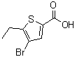 structure of CAS# 40477-61-0, 4-Bromo-5-Ethyl-2-Thiophenecarboxylic Acid;4-Bromo-5-ethyl-thiophene-2-carboxylic acid;MFCD03422295