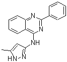 结构式 CAS# 404828-08-6, N-(5-甲基-1H-吡唑-3-基)-2-苯基-4-喹唑啉胺