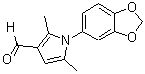 structure of CAS# 409353-81-7, 1-Benzo[1,3]Dioxol-5-Yl-2,5-Dimethyl-1H-Pyrrole-3-Carbaldehyde;1-(1,3-Benzodioxol-5-Yl)-2,5-Dimethyl-Pyrrole-3-Carbaldehyde;1-(1,3-Benzodioxol-5-Yl)-2,5-Dimethyl-3-Pyrrolecarboxaldehyde;Mls000765830