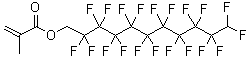 structure of CAS# 41123-44-8, 1H,1H,11H-Perfluoroundecyl Methacrylate;2-Methylprop-2-Enoic Acid 1,2,2,3,3,4,4,5,5,6,6,7,7,8,8,9,9,10,10,11-Icosafluoroundecyl Ester;2-Methylacrylic Acid 1,2,2,3,3,4,4,5,5,6,6,7,7,8,8,9,9,10,10,11-Icosafluoroundecyl Ester;2,2,3,3,4,4,5,5,6,6,7,7,8,8,9,9,10,10,11,11-Icosafluoroundecyl Methacrylate