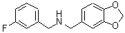 structure of CAS# 418789-26-1, 1-(1,3-Benzodioxol-5-Yl)-N-(3-Fluorobenzyl)Methanamine;(1,3-benzodioxol-5-ylmethyl)(3-fluorobenzyl)amine;(2H-benzo<wbr>[3,4-d]1,<wbr>3-dioxola<wbr>n-5-ylmet<wbr>hyl)[(3-f<wbr>luorophen<wbr>yl)methyl<wbr>]amine;Benzo[1,3]dioxol-5-ylmethyl-(3-fluoro-benzyl)-amin