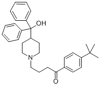 结构式 CAS# 43076-30-8, 4'-叔-丁基-4-[4-(羟基二苯甲基)哌啶]苯丁酮