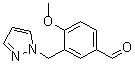 结构式 CAS# 436086-89-4, 4-甲氧基-3-(1H-吡唑-1-基甲基)-苯甲醛