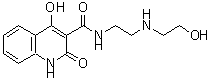 结构式 CAS# 436088-79-8, 4-羟基-N-{2-[(2-羟基乙基)氨基]乙基}-2-氧代-1,2-二氢-3-喹啉甲酰胺