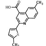 structure of CAS# 438216-88-7, 6-Methyl-2-(5-Methyl-2-Thienyl)-4-Quinolinecarboxylic Acid;6-methyl-2-(5-methyl(2-thienyl))quinoline-4-carboxylic acid;6-Methyl-2-(5-methylthien-2-yl)quinoline-4-carboxylic acid;6-methyl-<wbr>2-(5-meth<wbr>ylthiophe<wbr>n-2-yl)qu<wbr>inoline-4<wbr>-carboxyl<wbr>ic acid