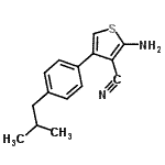 structure of CAS# 438218-65-6, 2-Amino-4-(4-Isobutylphenyl)-3-Thiophenecarbonitrile;2-amino-4-(4-isobutylphenyl)-3-thiophenecarbonitrile;MFCD02854983;ZINC00034144