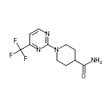 structure of CAS# 465514-29-8, 1-[4-(Trifluoromethyl)-2-Pyrimidinyl]-4-Piperidinecarboxamide;1-[4-(Tri<wbr>fluoromet<wbr>hyl)pyrim<wbr>idin-2-yl<wbr>]piperidi<wbr>ne-4-carb<wbr>oxamide 9<wbr>7%;MFCD03237056;Maybridge4_000021