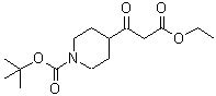 结构式 CAS# 479630-08-5, 1-[(1,1-二甲基乙氧基)羰基]-beta-氧代-4-哌啶丙酸乙酯