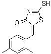 结构式 CAS# 4818-22-8, (5E)-5-(2,4-二甲基苄亚基)-2-硫基-1,3-噻唑-4(5H)-酮