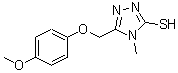 structure of CAS# 485339-93-3, 5-[(4-Methoxyphenoxy)Methyl]-4-Methyl-4H-1,2,4-Triazole-3-Thiol;5-(4-Meth<wbr>oxy-pheno<wbr>xymethyl)<wbr>-4-methyl<wbr>-4H-[1,2,<wbr>4]triazol<wbr>e-3-thiol;5-[(4-methoxyphenoxy)methyl]-4-methyl-1,2,4-triazole-3-thiol;5-[(4-met<wbr>hoxypheno<wbr>xy)methyl<wbr>]-4-methy<wbr>l-4H-1,2,<wbr>4-triazol<wbr>-3-yl hyd<wbr>rosulfide