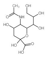 structure of CAS# 489-46-3, O-Sialic Acid;5-Acetamido-2,4-Dihydroxy-6-(1,2,3-Trihydroxypropyl)Tetrahydropyran-2-Carboxylic Acid;5-Acetamido-2,4-Dihydroxy-6-(1,2,3-Trihydroxypropyl)-2-Tetrahydropyrancarboxylic Acid;(2S,4S,5R,6R)-5-Acetamido-2,4-Dihydroxy-6-[(1R,2R)-1,2,3-Trihydroxypropyl]Oxane-2-Carboxylic Acid