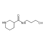 structure of CAS# 496057-59-1, N-(3-Hydroxypropyl)-3-Piperidinecarboxamide;amide;MFCD03411310;Piperidine-3-carboxylic acid (3-hydroxy-propyl)-