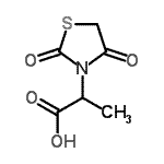 structure of CAS# 497076-92-3, 2-(2,4-Dioxo-1,3-Thiazolidin-3-Yl)Propanoic Acid;2-(2,4-dioxothiazolidin-3-yl)propanoic acid;2-(2,4-Dioxo-thiazolidin-3-yl)-propionic acid;BAS 04894972